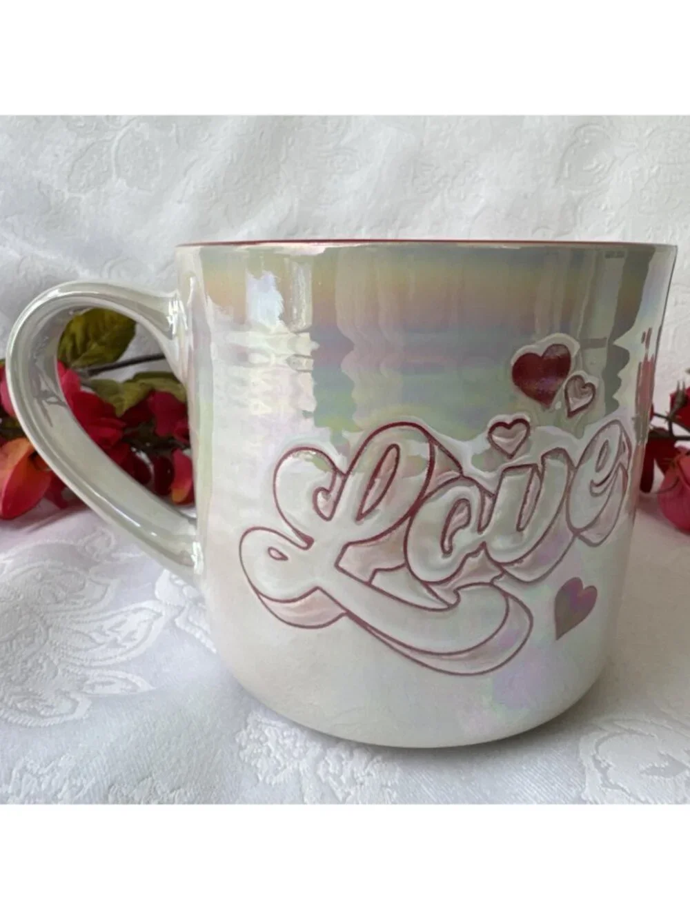 Spectrum Design Ceramic 16 oz Love Coffee Mug Luster Heart Felt Nordstrom NEW